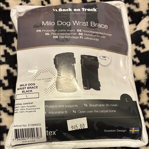 Back on Track NWT Milo Dog Wrist Brace - Black with Velcro. Closures.